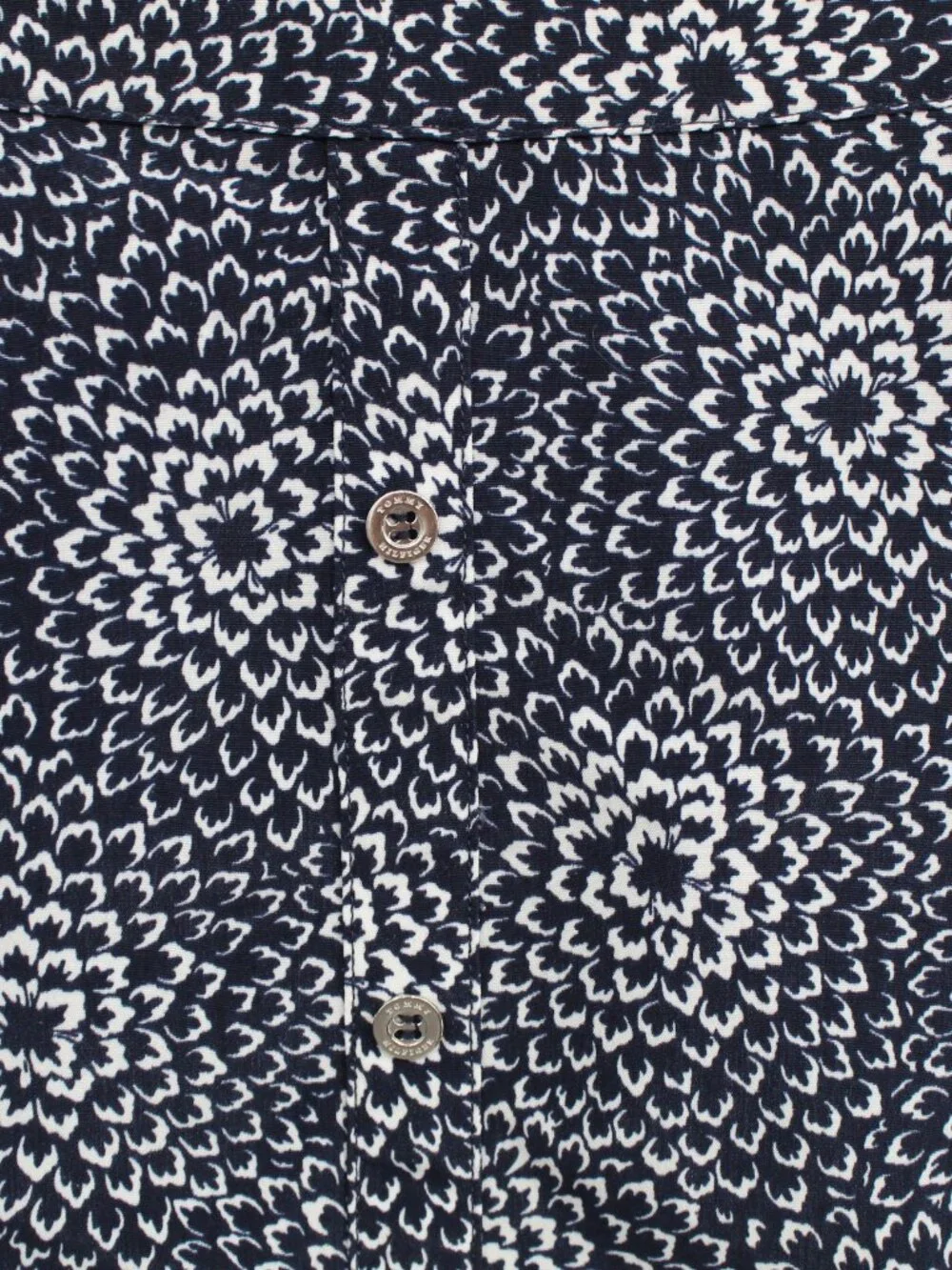 Tommy Hilfiger Navy & White Geometric Floral A-line Skirt Back Zip Lined‎ Sz 8